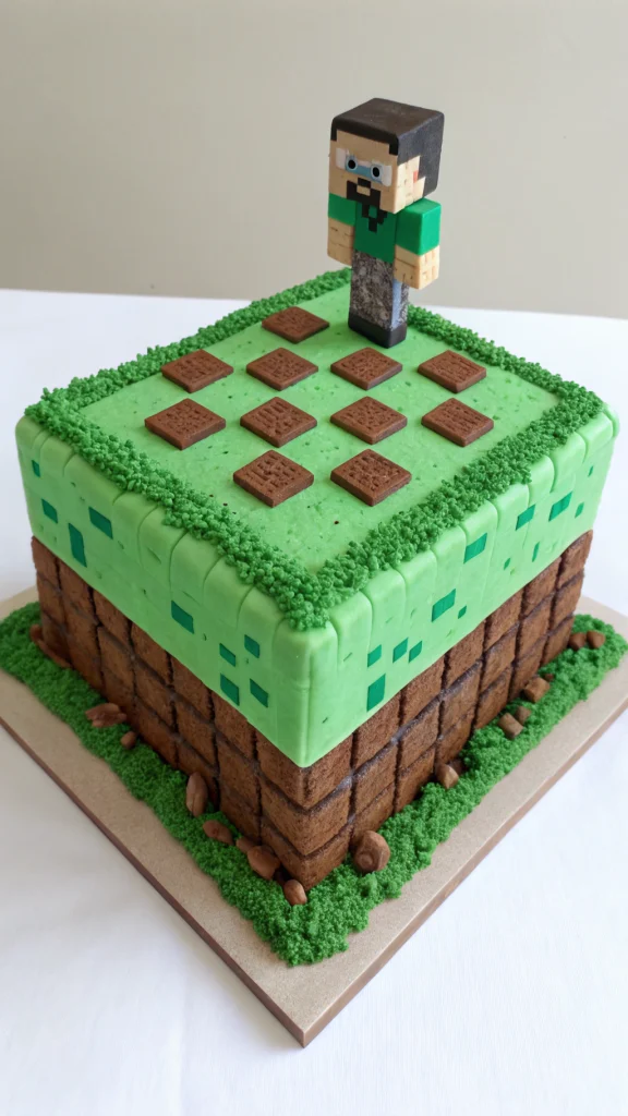 001 Classic Minecraft Block Cake - Themed Ideas
