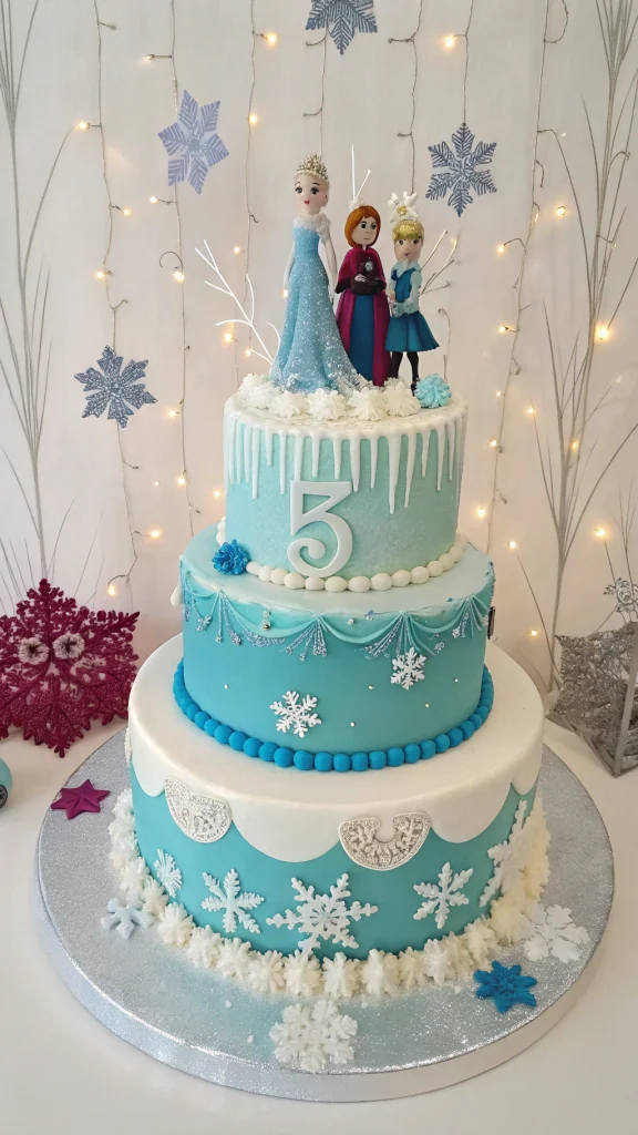 001 Elsa Anna Winter Wonderland Frozen Cake Idea - Themed Ideas