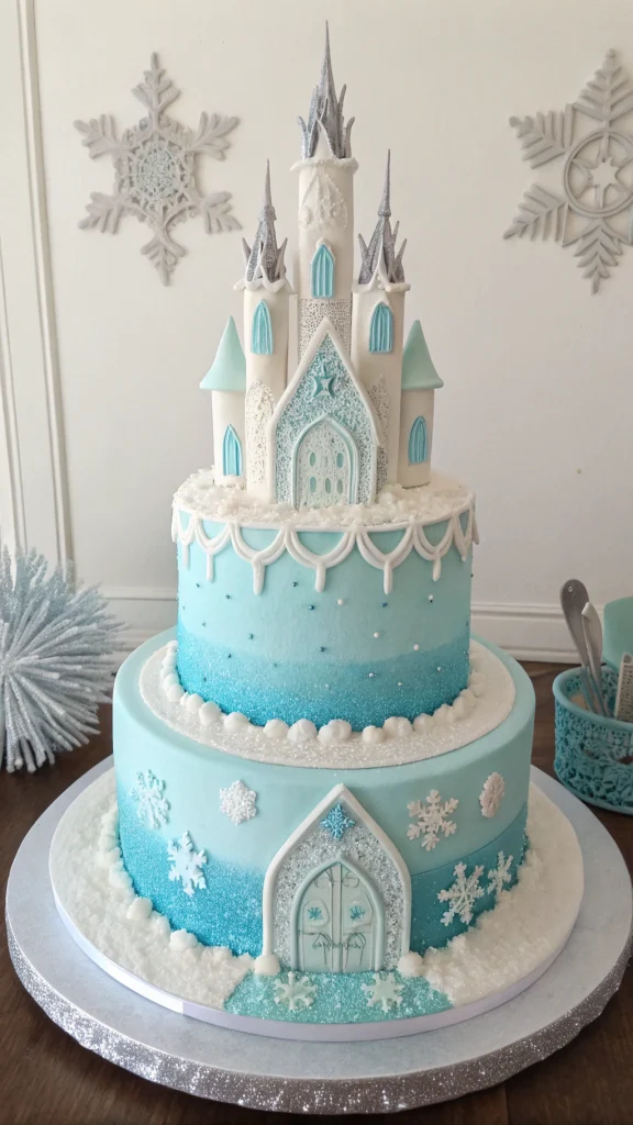 003 Elsas Ice Castle Cake – Stunning Frozen Cake Design - Themed Ideas
