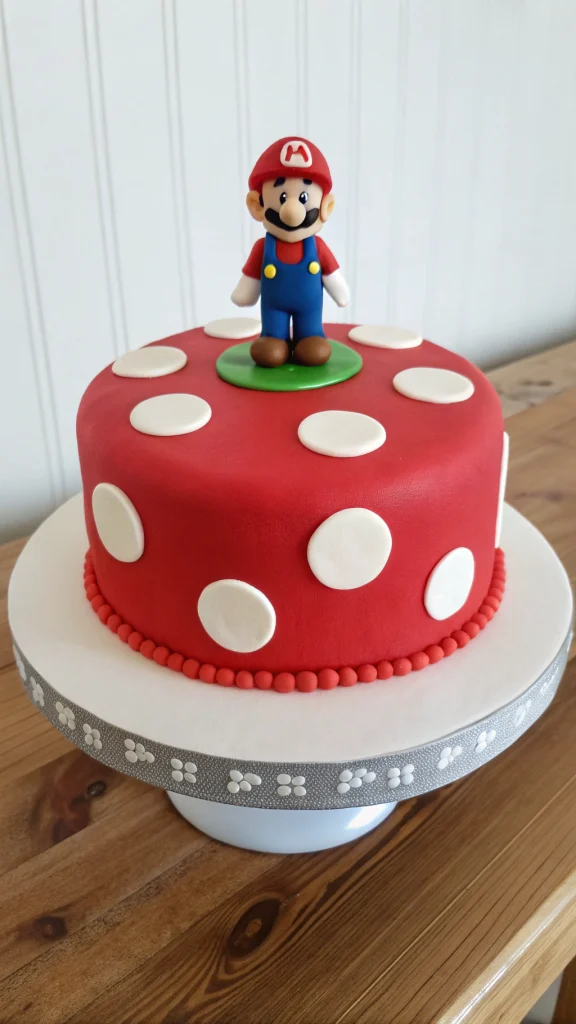 003 Mushroom Inspired Super Mario Cake – Cute Easy for Ages 3–7 - Themed Ideas