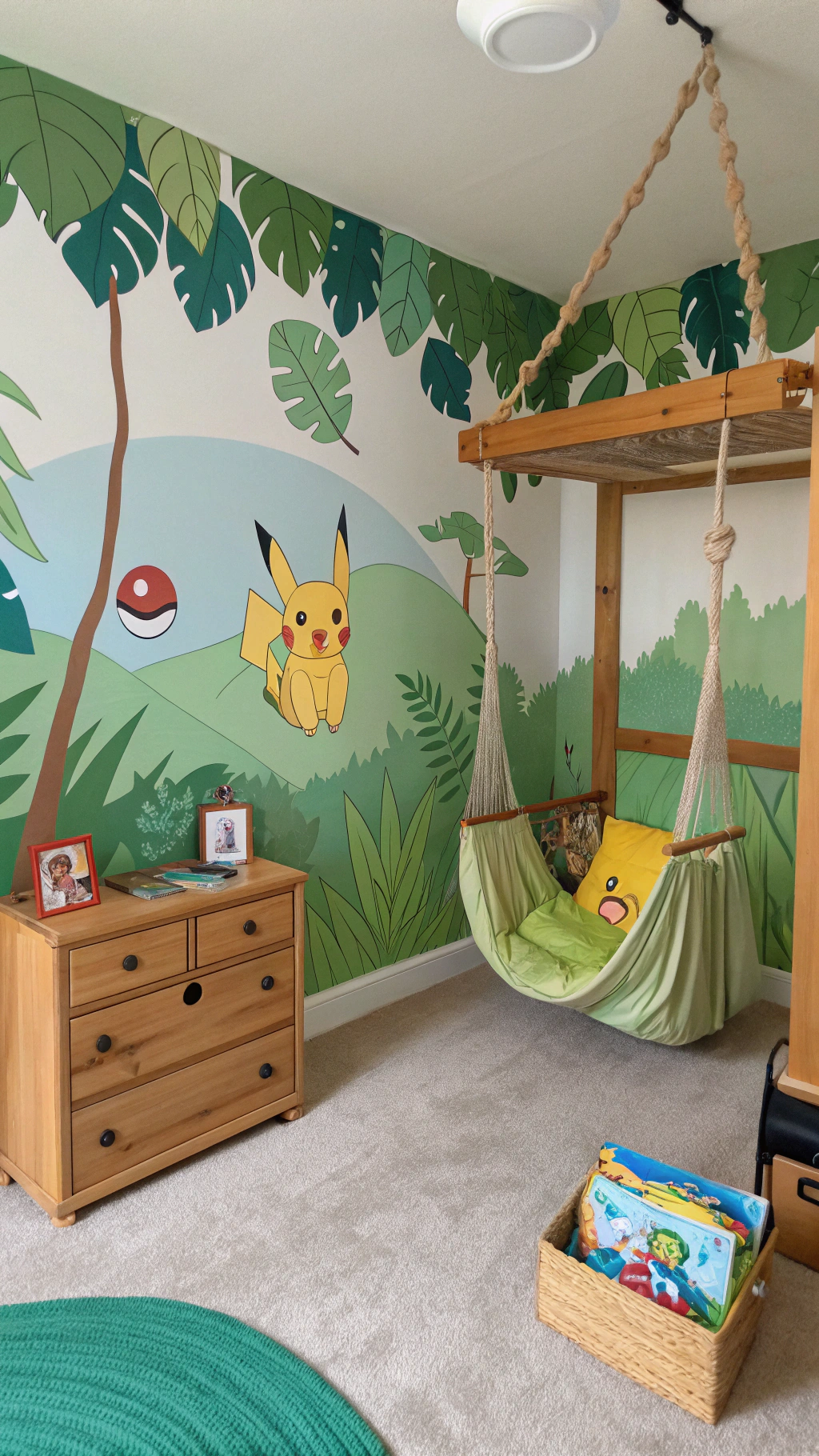 005 Adventure Themed Pokemon Bedroom Decor with Jungle Vibes and Treecko Mural - Themed Ideas