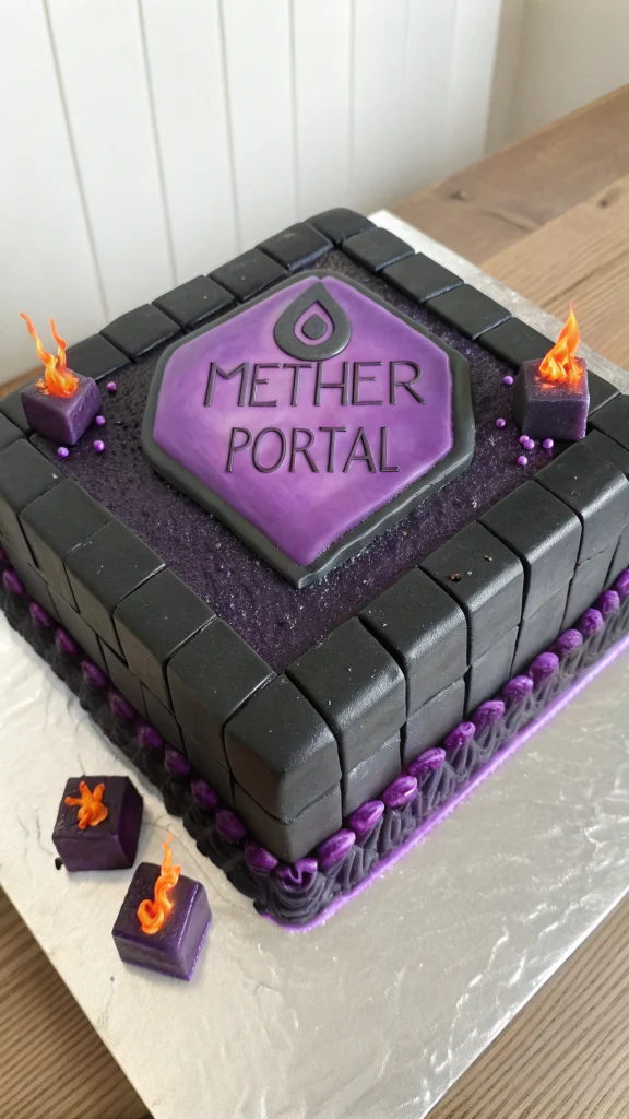 005 Minecraft Nether Portal Cake - Themed Ideas