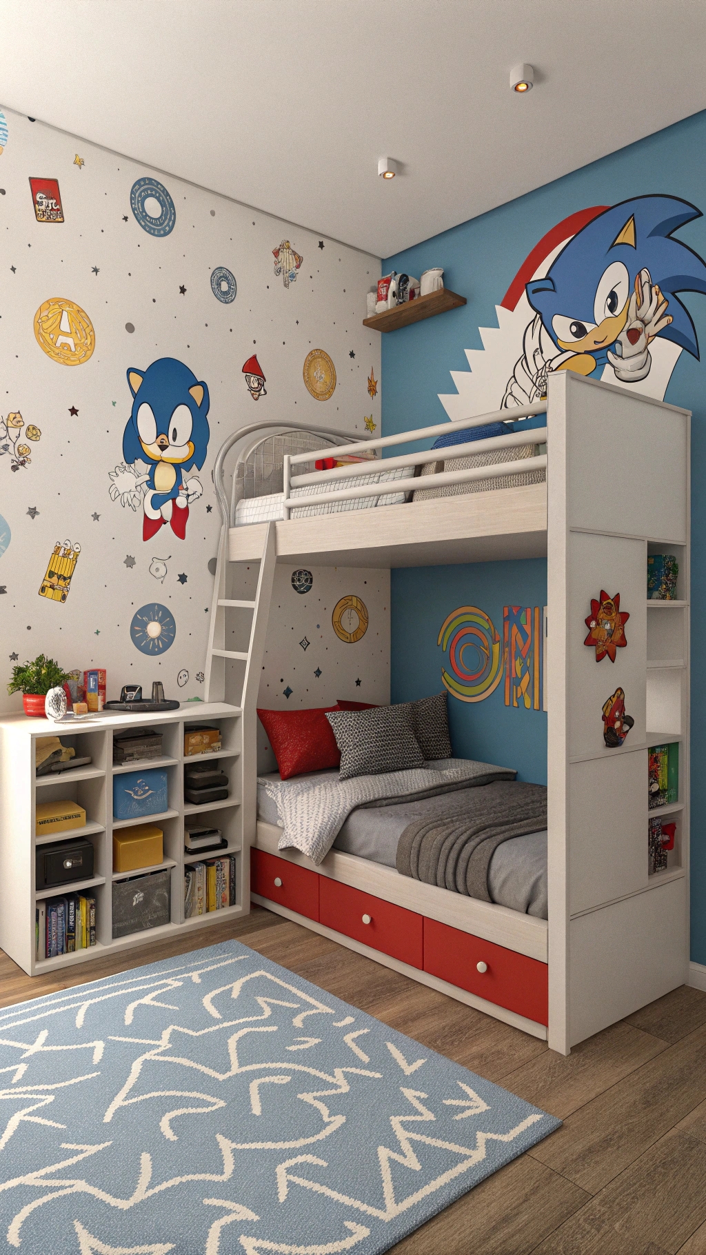 005 Small Sonic Bedroom Ideas That Maximize Fun in Tight Spaces - Themed Ideas