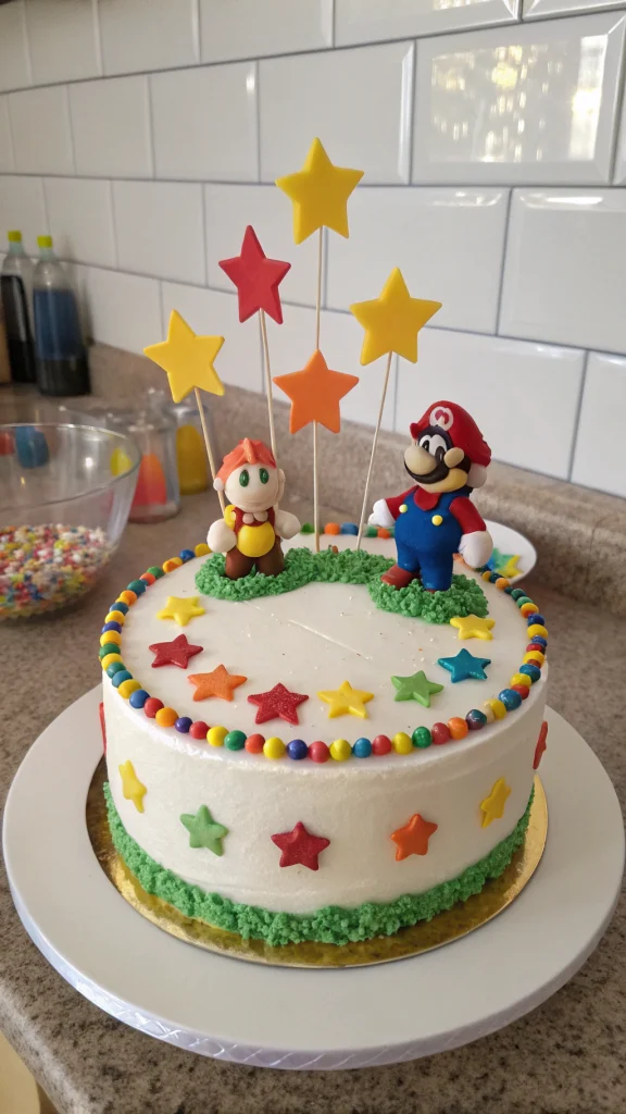 005 Super Mario Cake with Toys and Sprinkles – No Fondant Needed - Themed Ideas