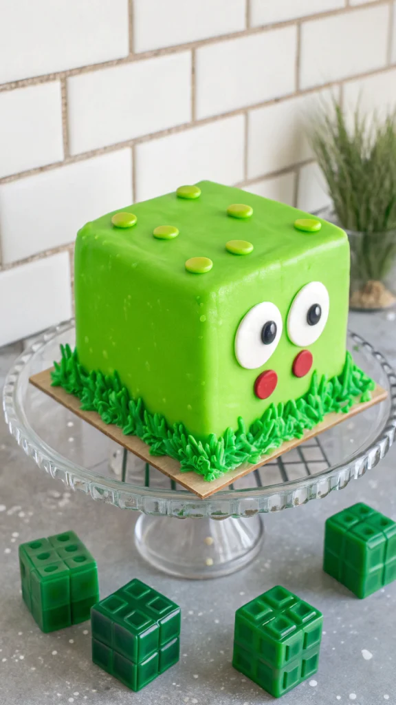 007 Minecraft Slime Jumping Cake - Themed Ideas