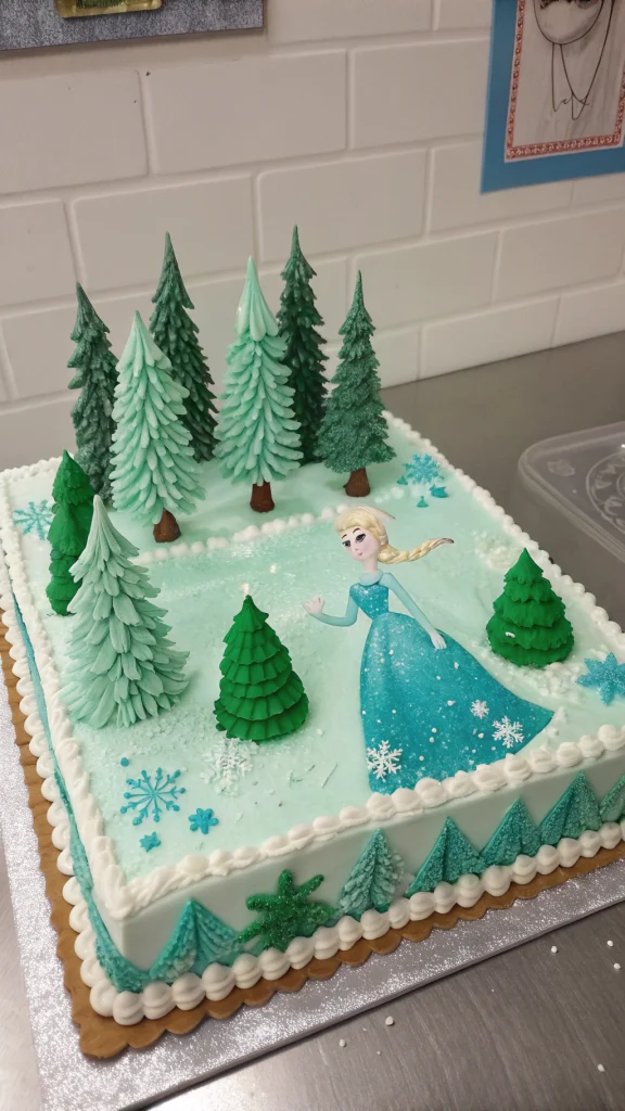 007 Snowy Forest Frozen Birthday Cake - Themed Ideas