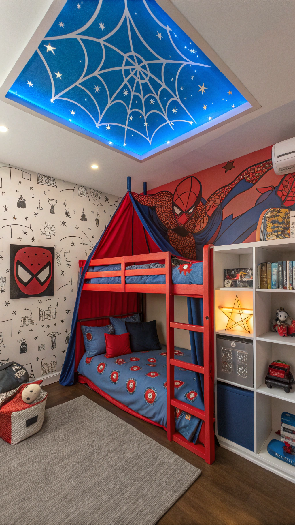 007 Vibrant Spiderman Room Designs With Glow in the Dark Webs and Heroic Loft Beds - Themed Ideas