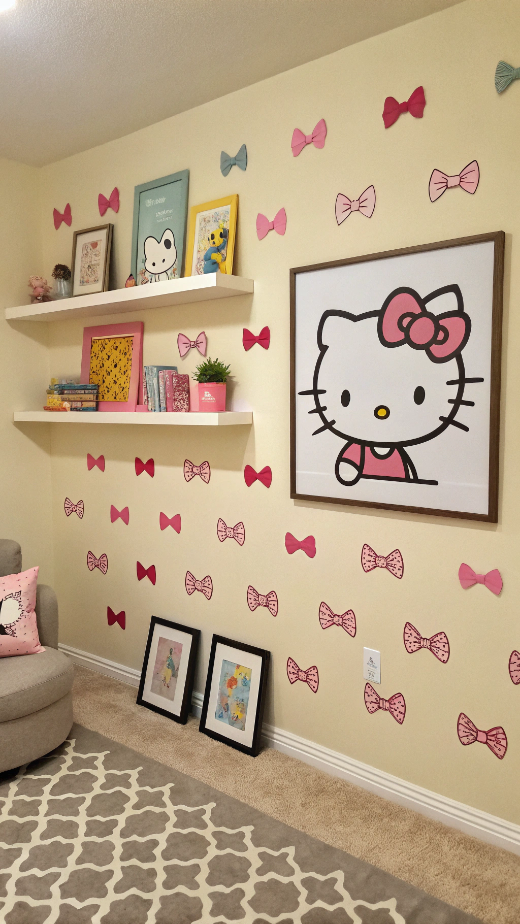 008 DIY Hello Kitty Wall Decor Easy ACY Affordable Bedroom Upgrades - Themed Ideas