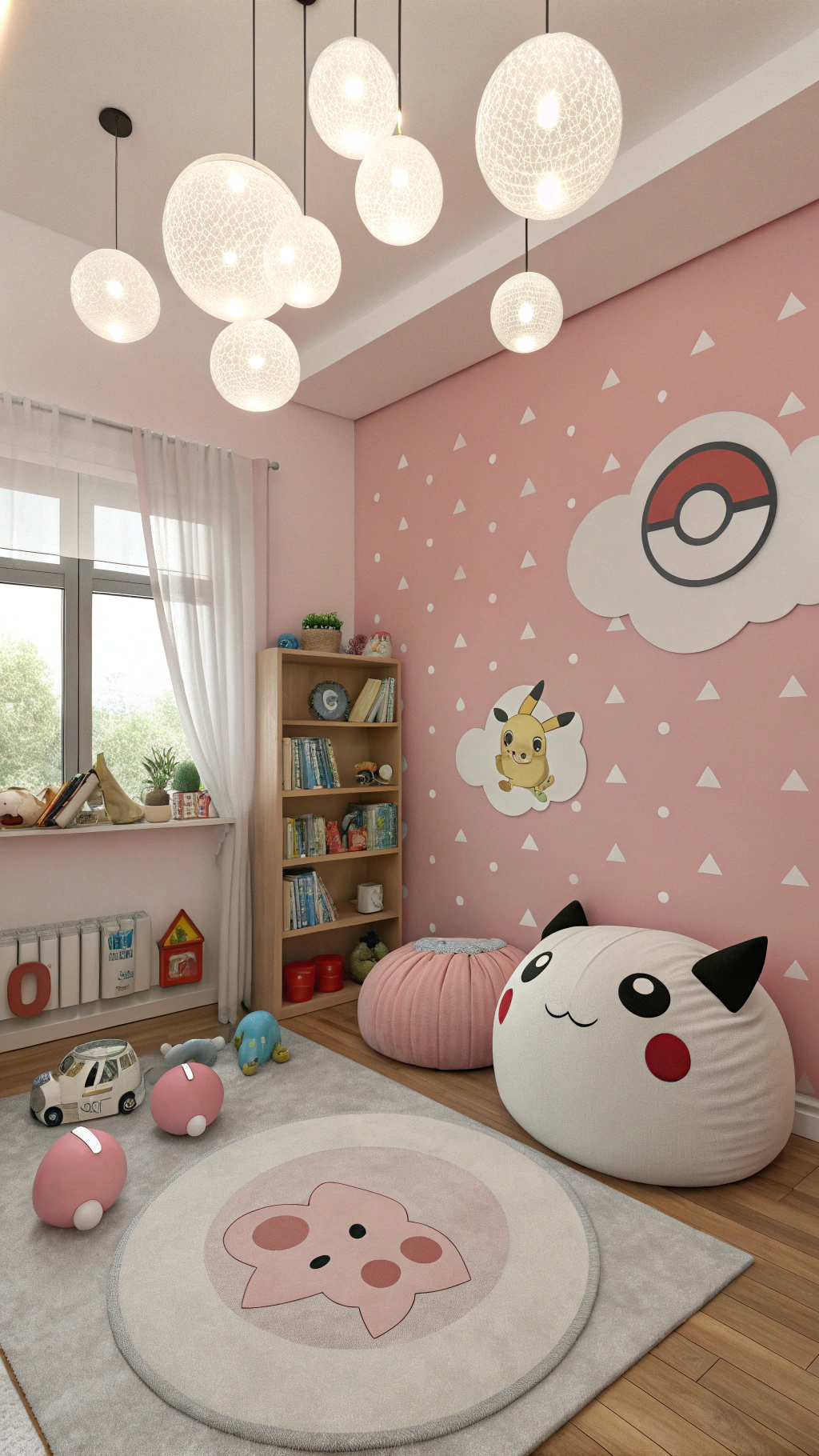 008 Soft Pink Pokemon Bedroom Decor for Girls with Jigglypuff Mat and Cute Plush Toys - Themed Ideas