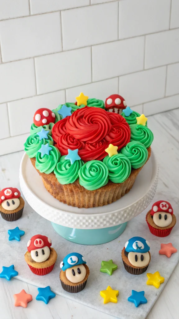 008 Super Mario Pull Apart Cupcake Cake – Perfect for Parties - Themed Ideas