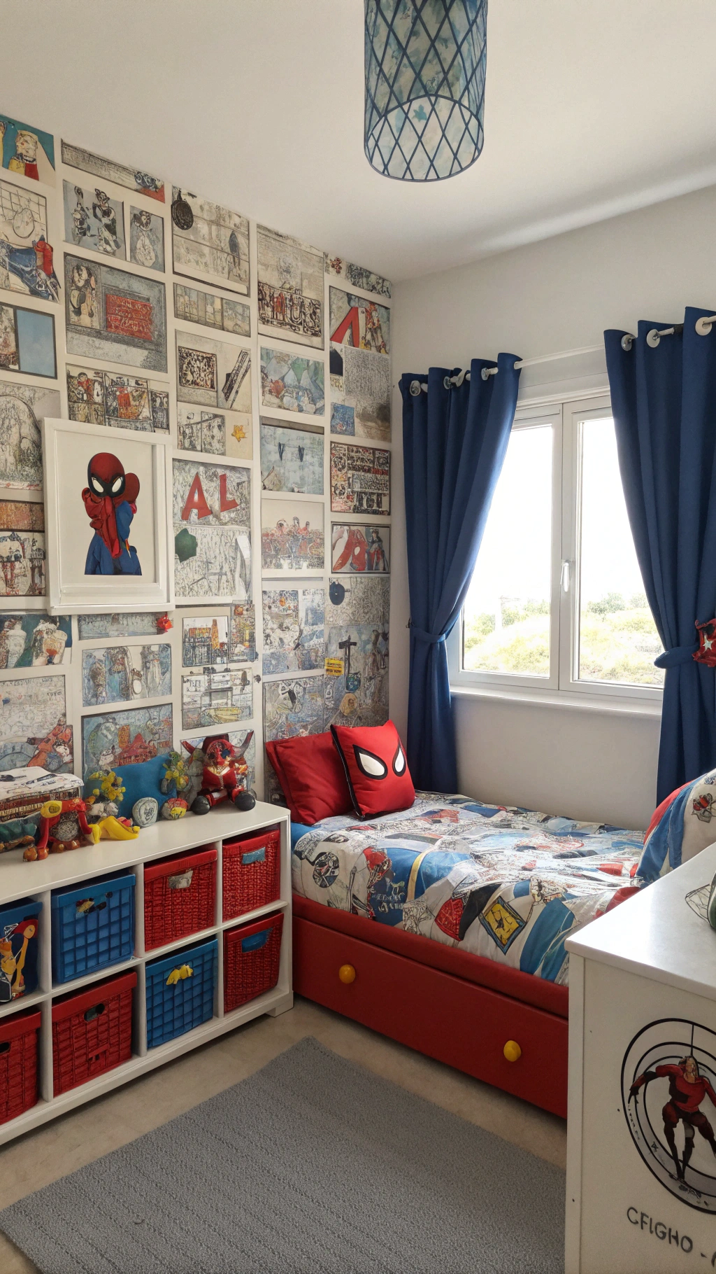009 Classic Spiderman Bedroom Decor With Comic Book Wallpaper and Cozy Superhero Touches - Themed Ideas