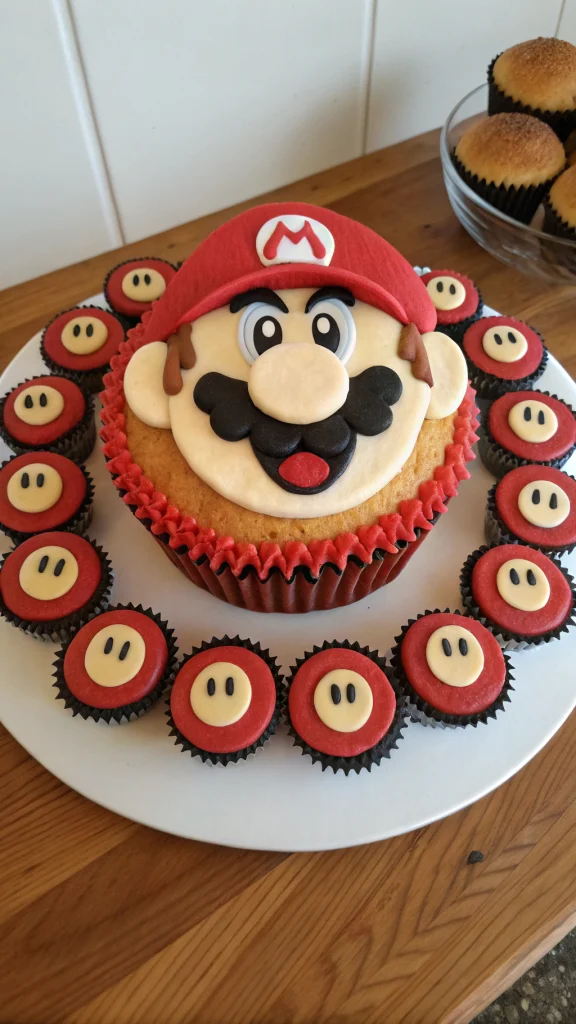 009 DIY Mario Face Cupcake Cake – Easy Fun for Young Kids - Themed Ideas