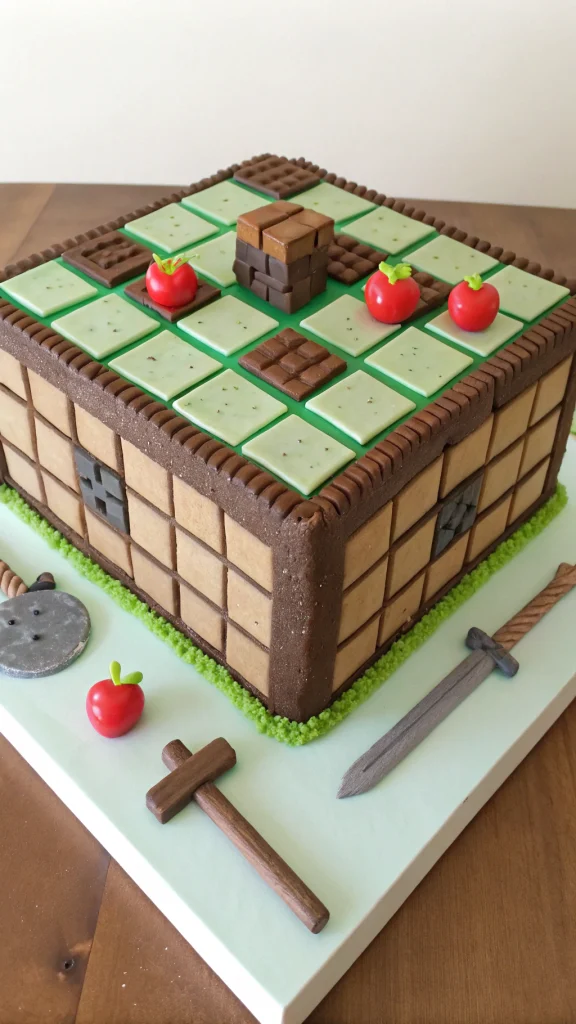 009 Minecraft Rainbow Sheep Cake - Themed Ideas