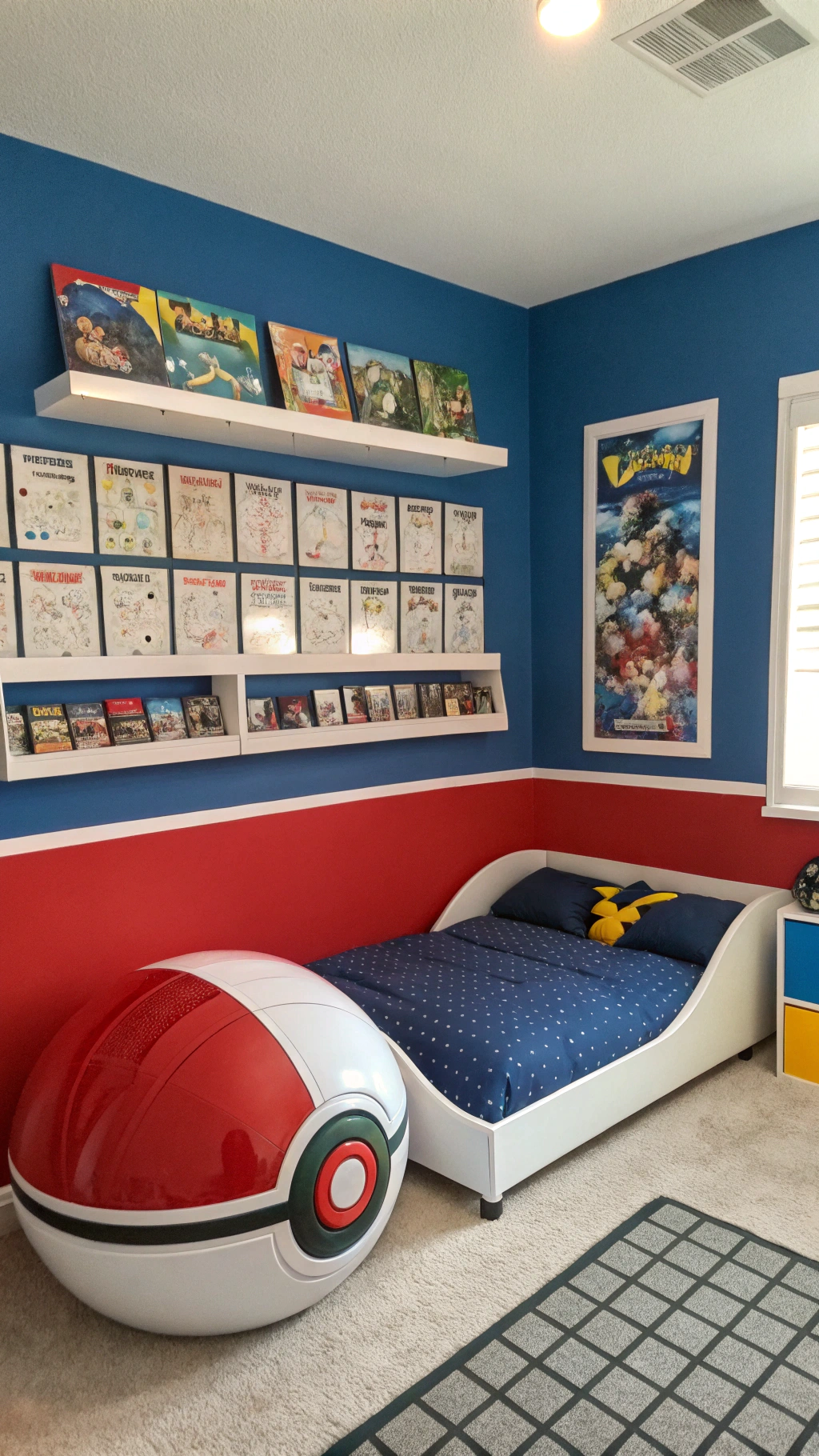 009 Sporty Pokemon Room Design with Battle Posters and Pokeball Stadium Bed - Themed Ideas