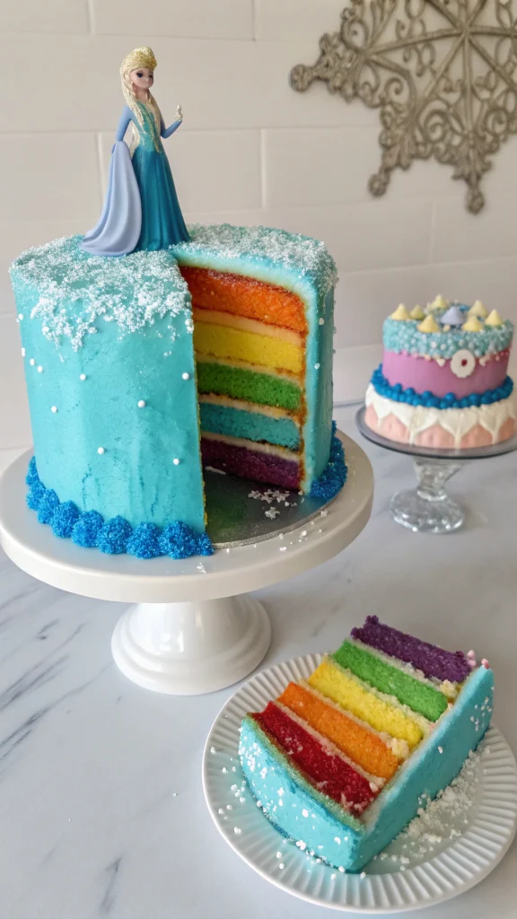 010 Rainbow Surprise Frozen Cake for Girls - Themed Ideas
