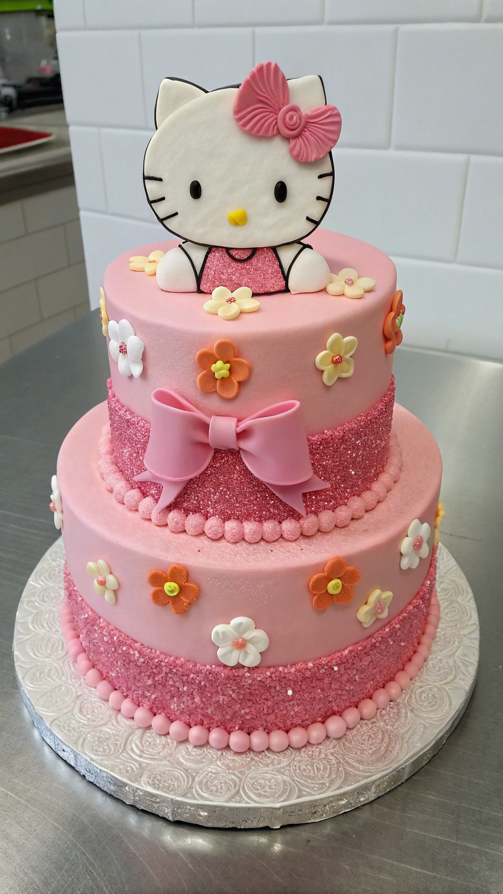 011 Adorable TwoAC0 Tier Hello Kitty Birthday Cake for Kids IBM Sweet ACY Pink Perfection - Themed Ideas