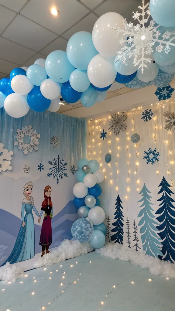 011 Magical Frozen Balloon Decorations and Backdrop Ideas for Kids Birthday Party - Themed Ideas