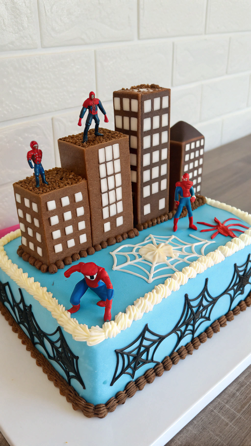 013 Sheet Cake with Spiderman Toys Cookie Skyline Design - Themed Ideas