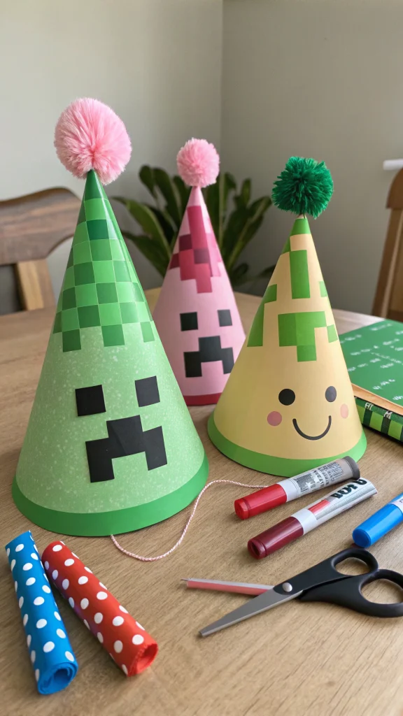 014 DIY Minecraft Party Hats - Themed Ideas