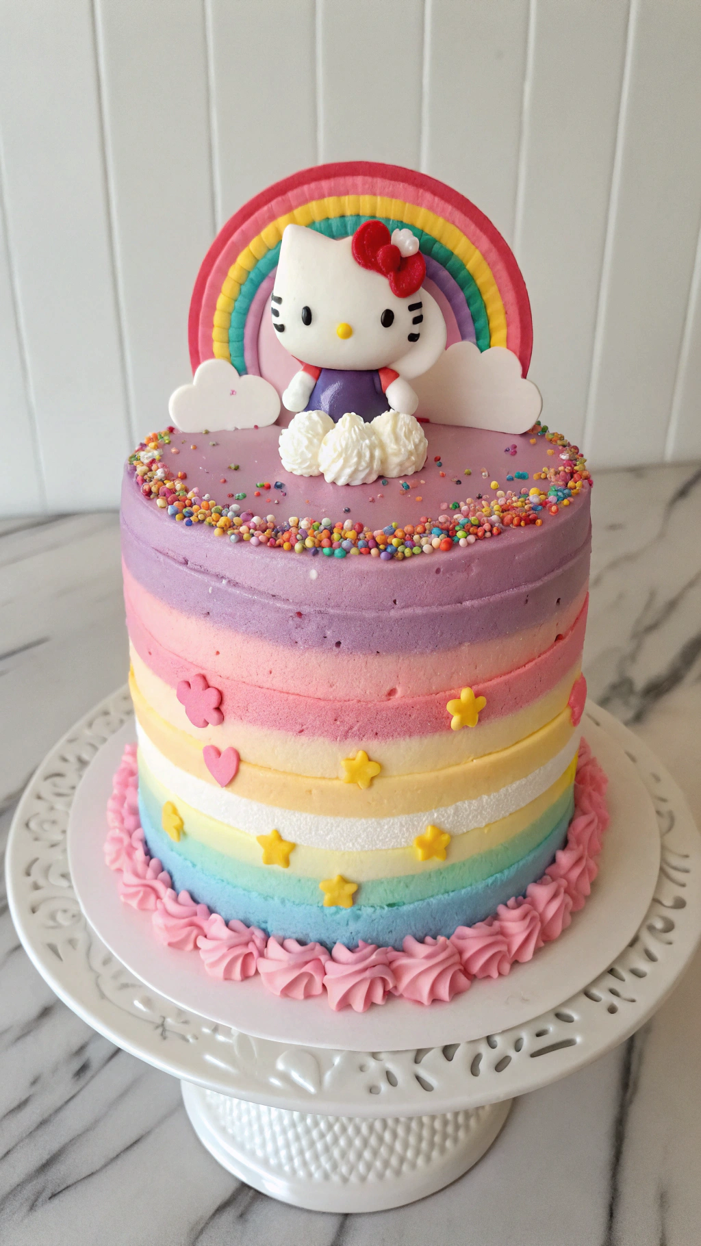 016 Colorful Hello Kitty Rainbow Layer Cake IBM Stunning Birthday Centerpiece - Themed Ideas