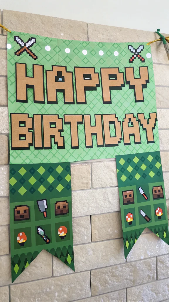 016 Minecraft Party Banner - Themed Ideas