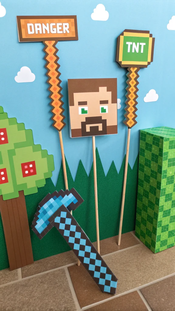 017 Minecraft Photo Booth Props - Themed Ideas