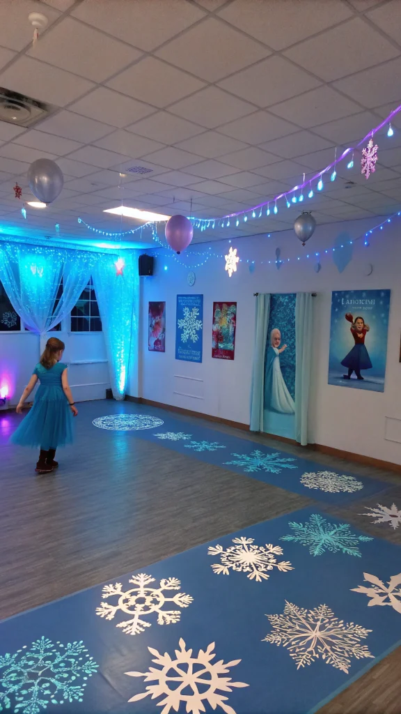 019 Frozen Dance Party Decorations with Costumes Disco Lights and Snowflake Floor Decals - Themed Ideas