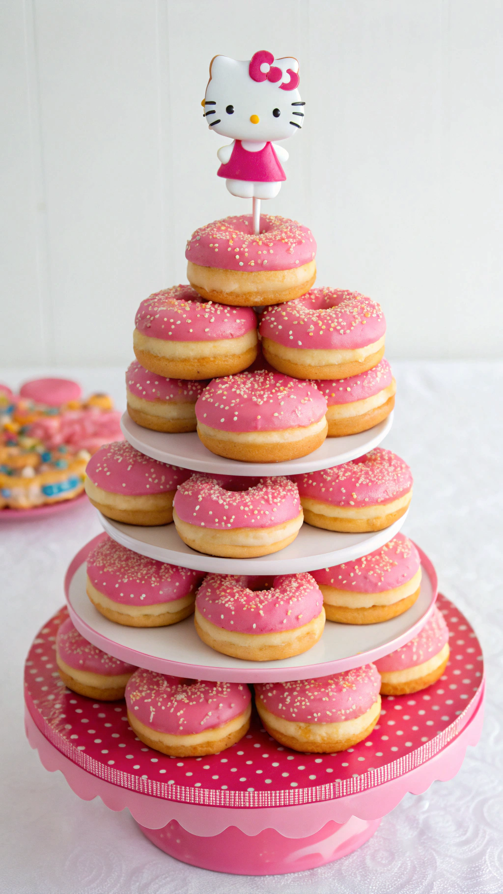 020 Hello Kitty Donut Cake Stack IBM Unique ACY Delicious Birthday Idea - Themed Ideas