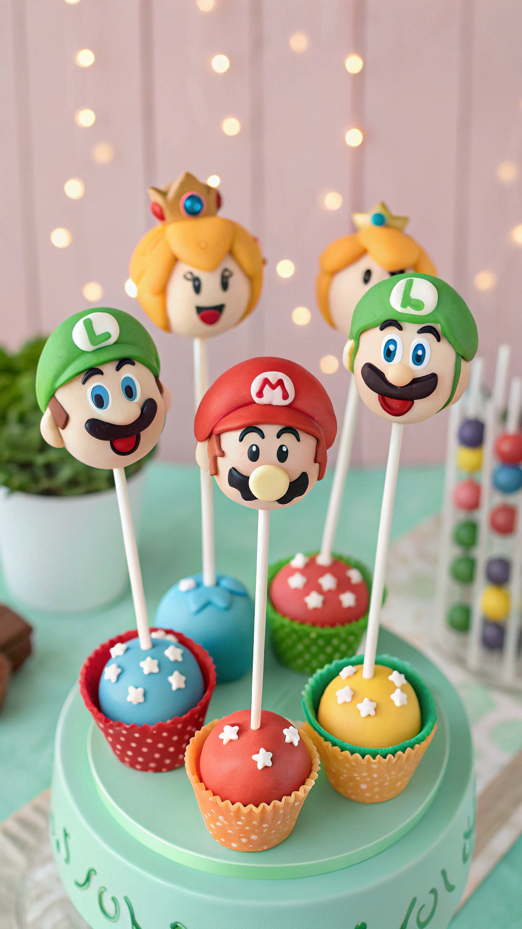 021 Adorable Super Mario cake pops ideas for kids birthdays with Mario Luigi and Princess Peach - Themed Ideas