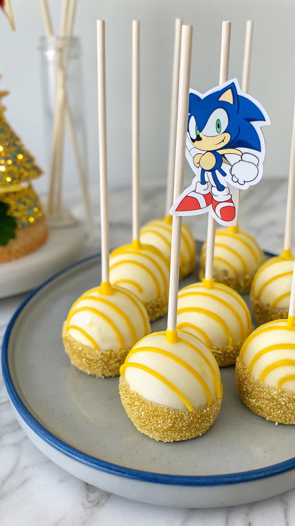 022 Golden Ring Sonic Cake Pops A Must Have for Any Sonic Birthday Party - Themed Ideas