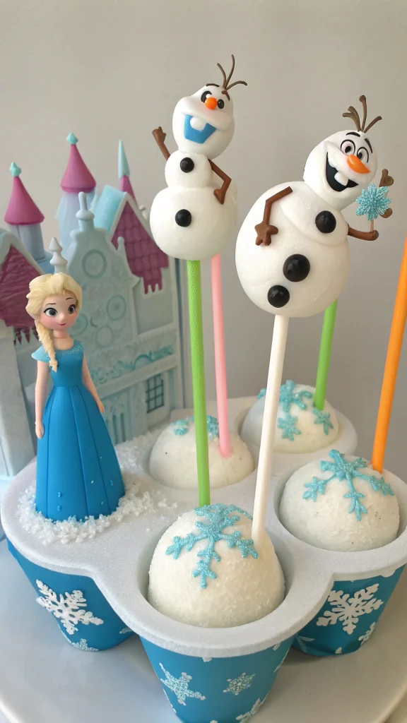024 Adorable Baby Elsa Anna and Olaf Cake Pops for a Frozen Kids Party - Themed Ideas