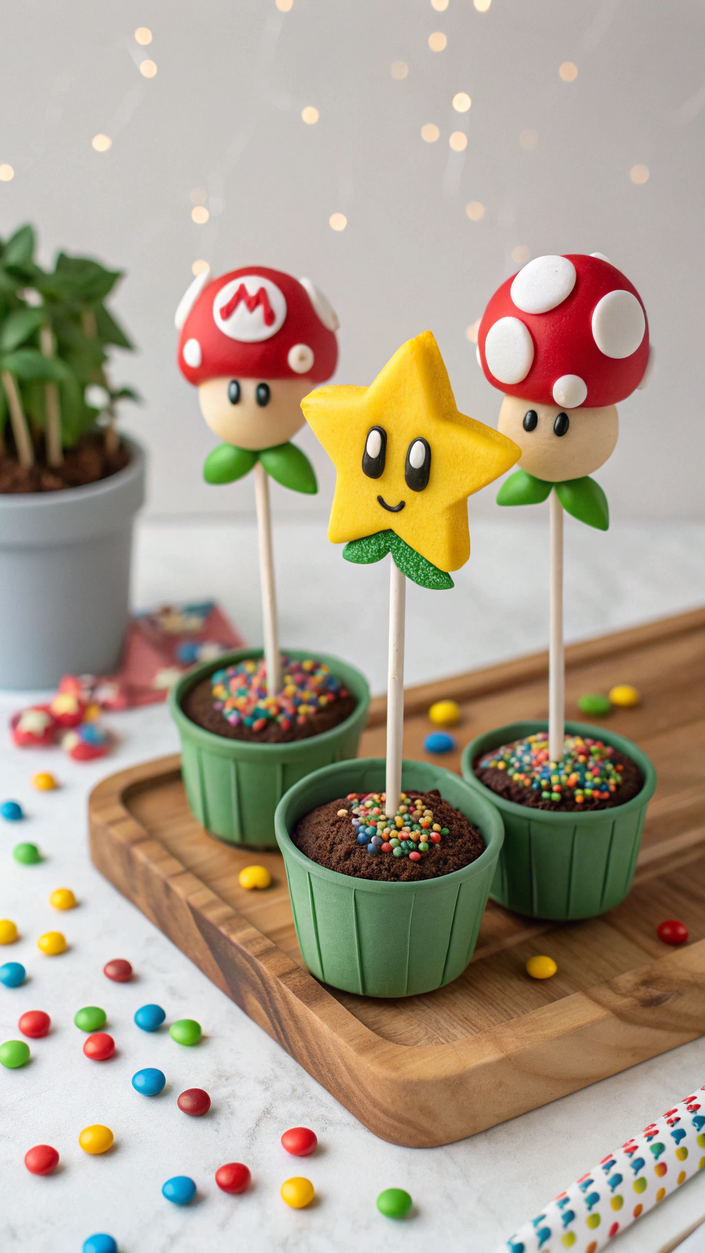024 Colorful power up Super Mario cake pops cakepops for kids birthday and game themed parties - Themed Ideas
