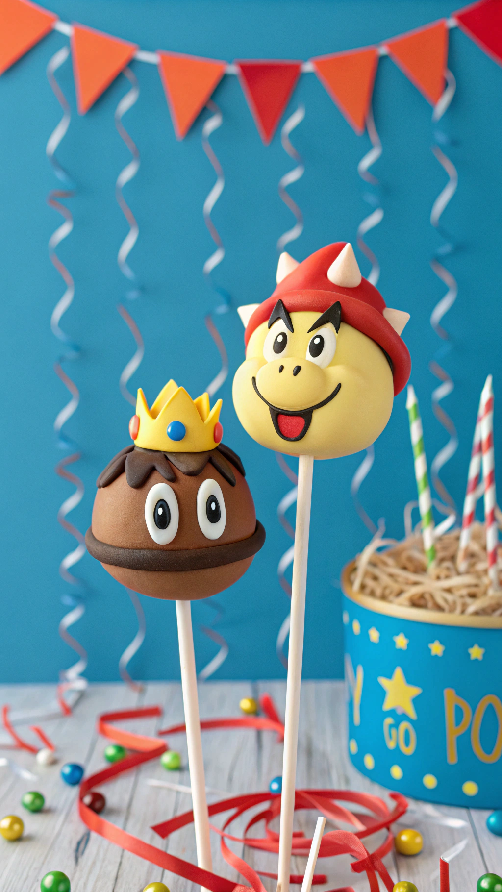 025 Friendly Bowser and Goomba cake pops ideas for kids birthday parties ages 3 to 10 - Themed Ideas