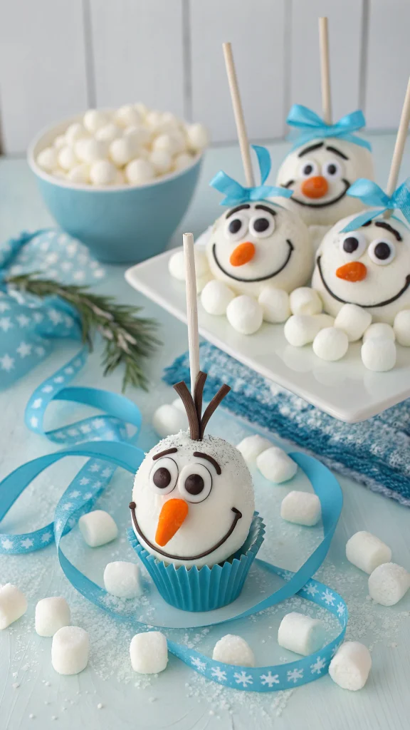 025 Fun Olaf Frozen Cake Pops with Marshmallow Snowballs for Winter Parties - Themed Ideas