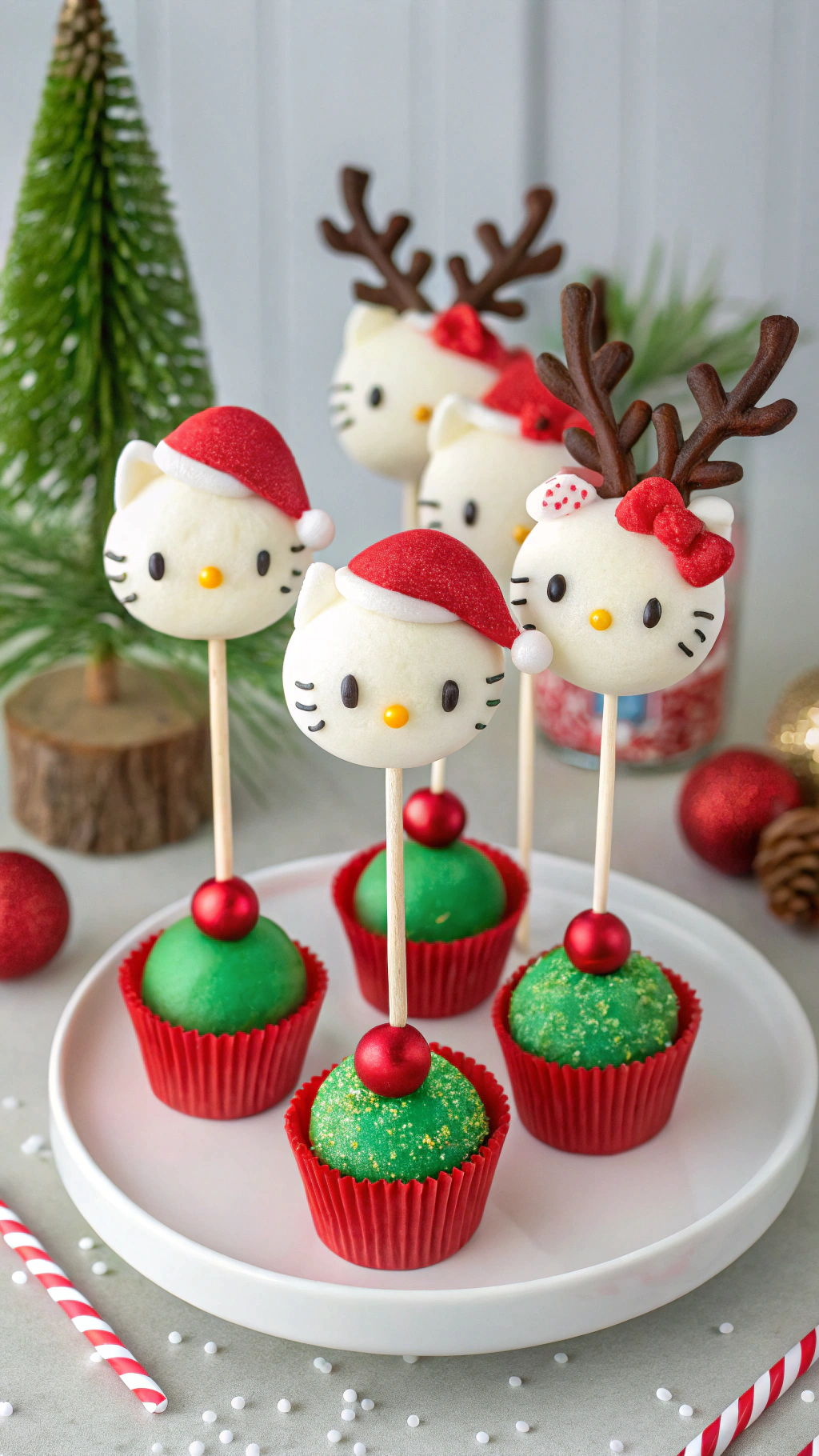 028 Festive Hello Kitty Cake Pops for Holidays IBM Christmas ACY Birthday Fun - Themed Ideas