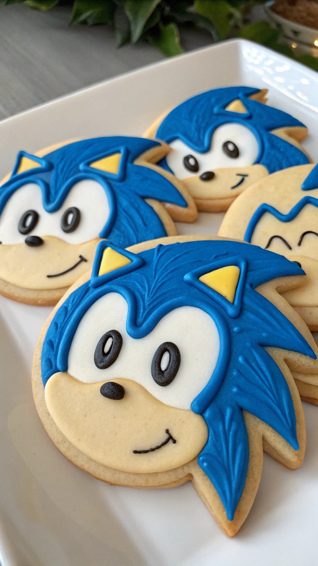 031 Adorable Sonic Face Sugar Cookies Fun Easy Sonic Cookie Ideas for Kids Parties - Themed Ideas