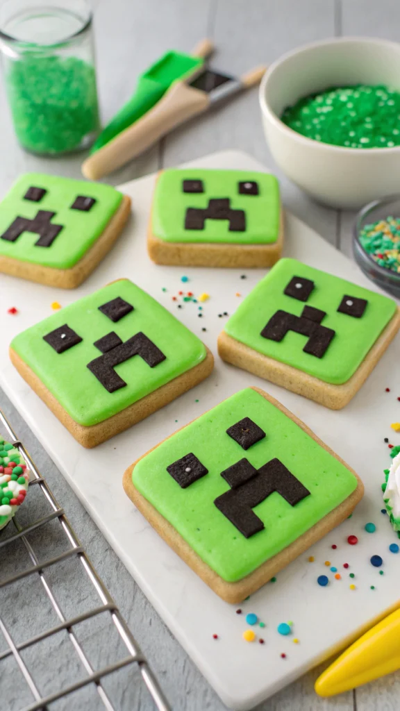 031 Creeper Face Sugar Cookies - Themed Ideas