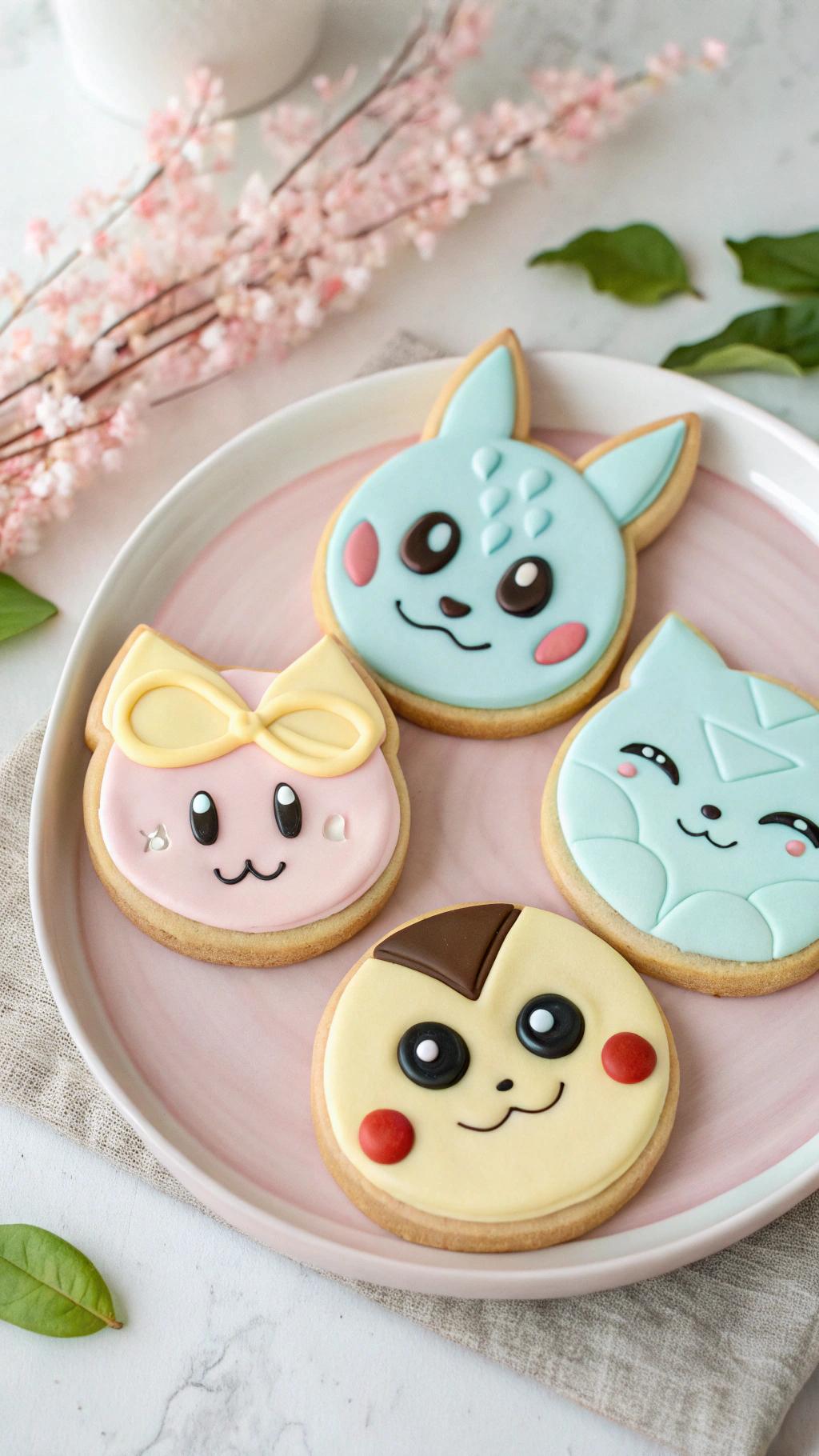 032 Cute Pokemon cookie designs for kids featuring Eevee Jigglypuff and Snorlax faces - Themed Ideas