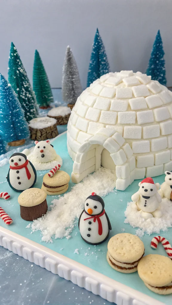 033 Frozen Cookie Igloo with Polar Bears for Kids Winter Party Centerpiece - Themed Ideas