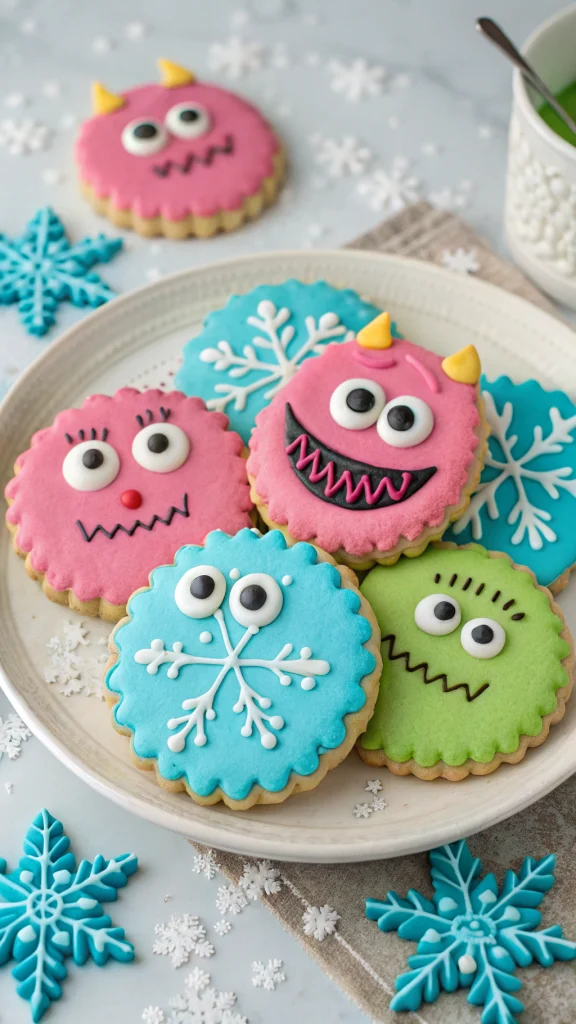 034 Funny Monster Frozen Cookies for Frozen Theme Party Snack Ideas - Themed Ideas