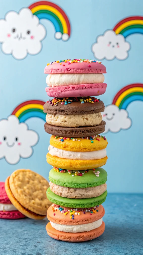 036 Rainbow Sandwich Frozen Cookies for Frozen Birthday Cookie Towers - Themed Ideas