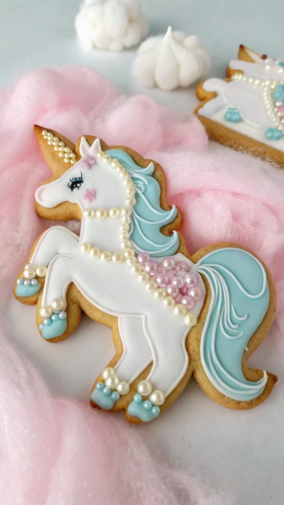 037 Unicorn Frozen Cookies with Glitter Icing for Magical Frozen Theme Parties - Themed Ideas