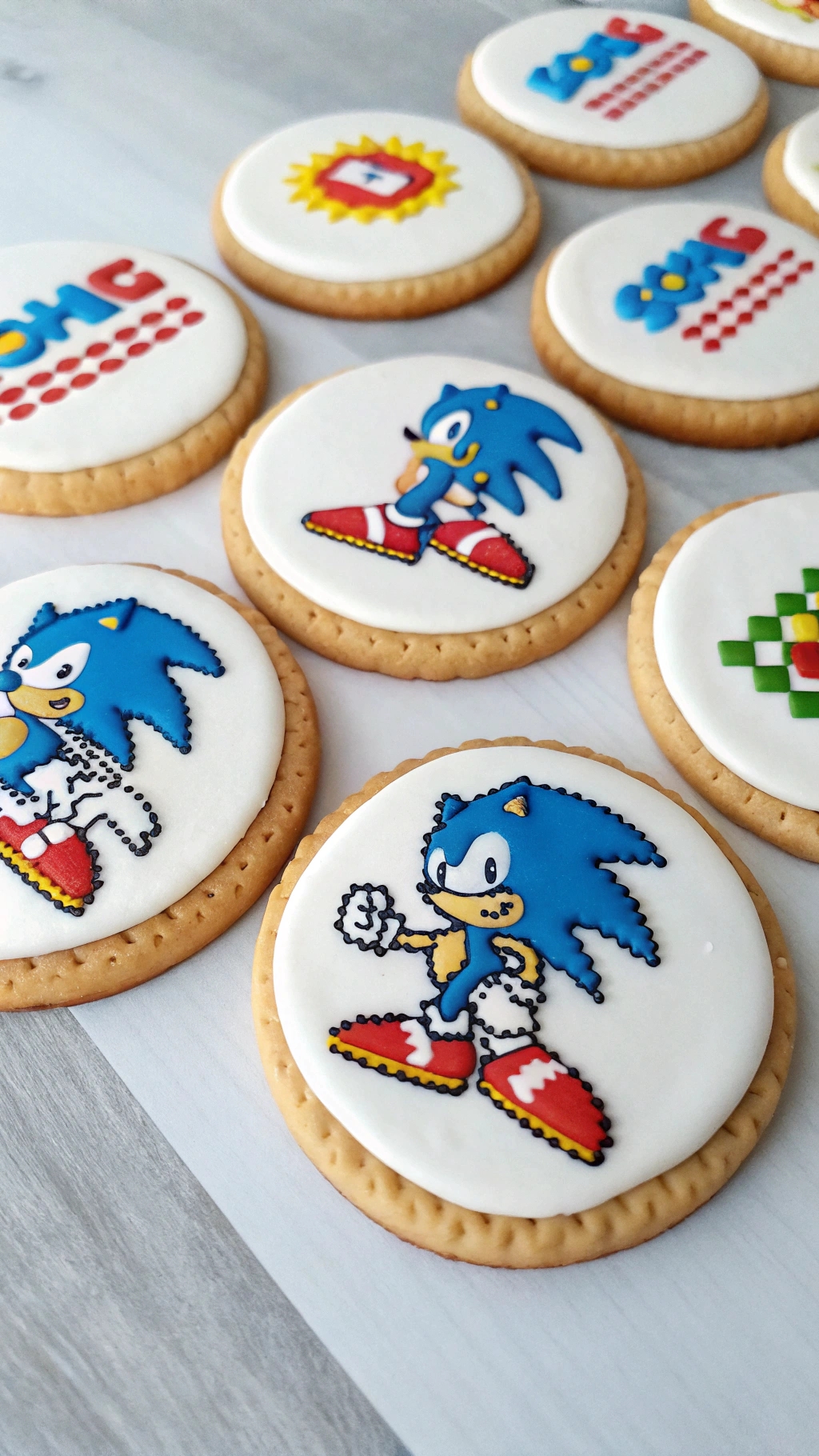 038 Pixel Art Sonic Cookies Retro Gaming Inspired Treats for Nostalgic Fans - Themed Ideas
