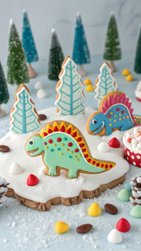 039 Dinosaur Frozen Cookies for Frozen Birthday Party with Adventure Theme - Themed Ideas