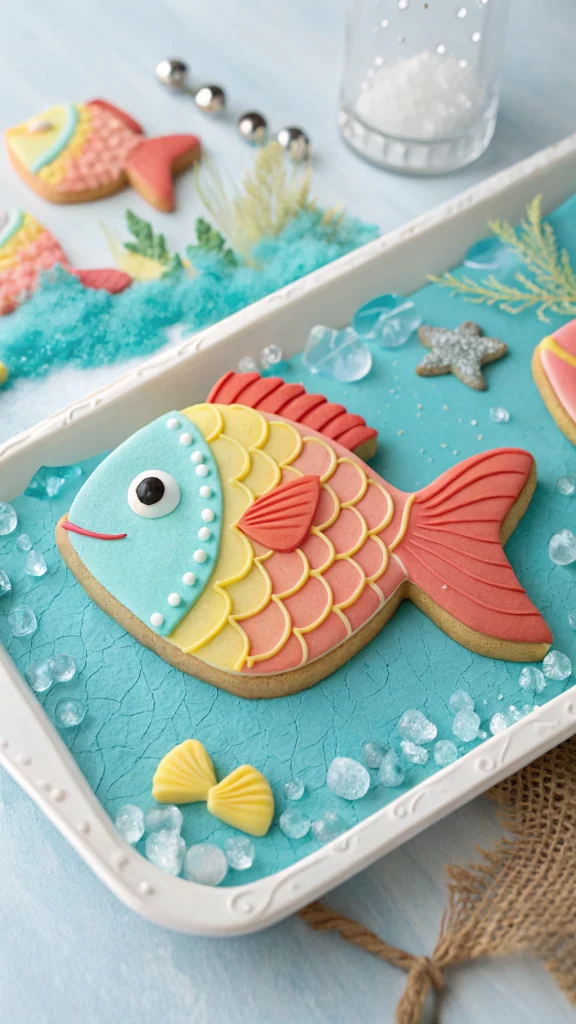 040 Ocean Themed Frozen Cookies for Frozen Birthday Underwater Party Table - Themed Ideas