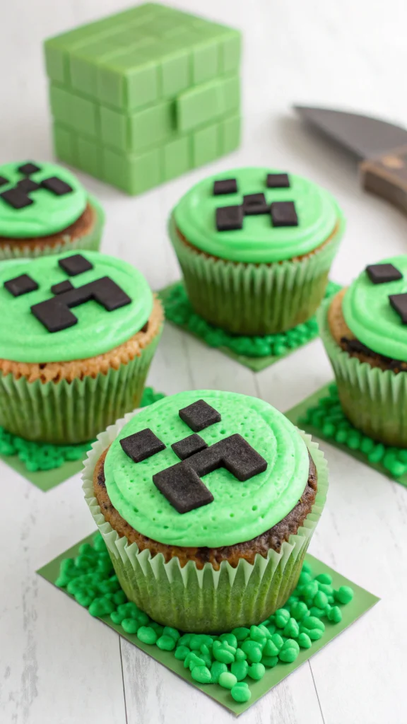 041 Creeper Face Cupcakes - Themed Ideas