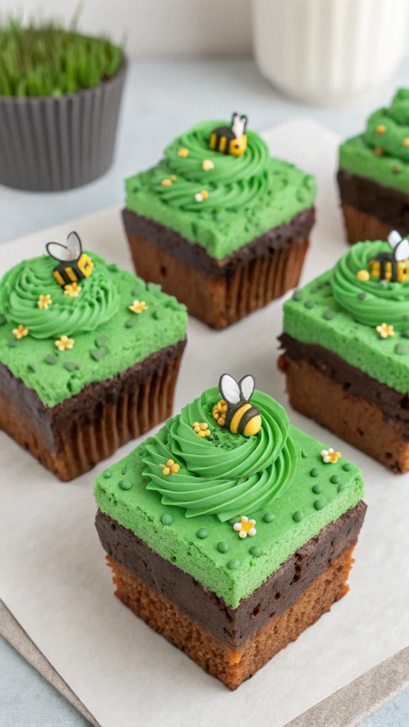 042 Blocky Minecraft Grass Cupcakes - Themed Ideas