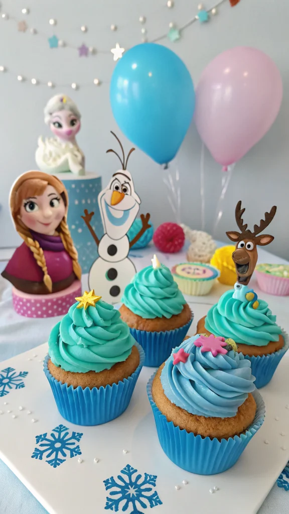 042 Frozen Cupcake Ideas Featuring All Characters for Themed Birthday Party Displays - Themed Ideas