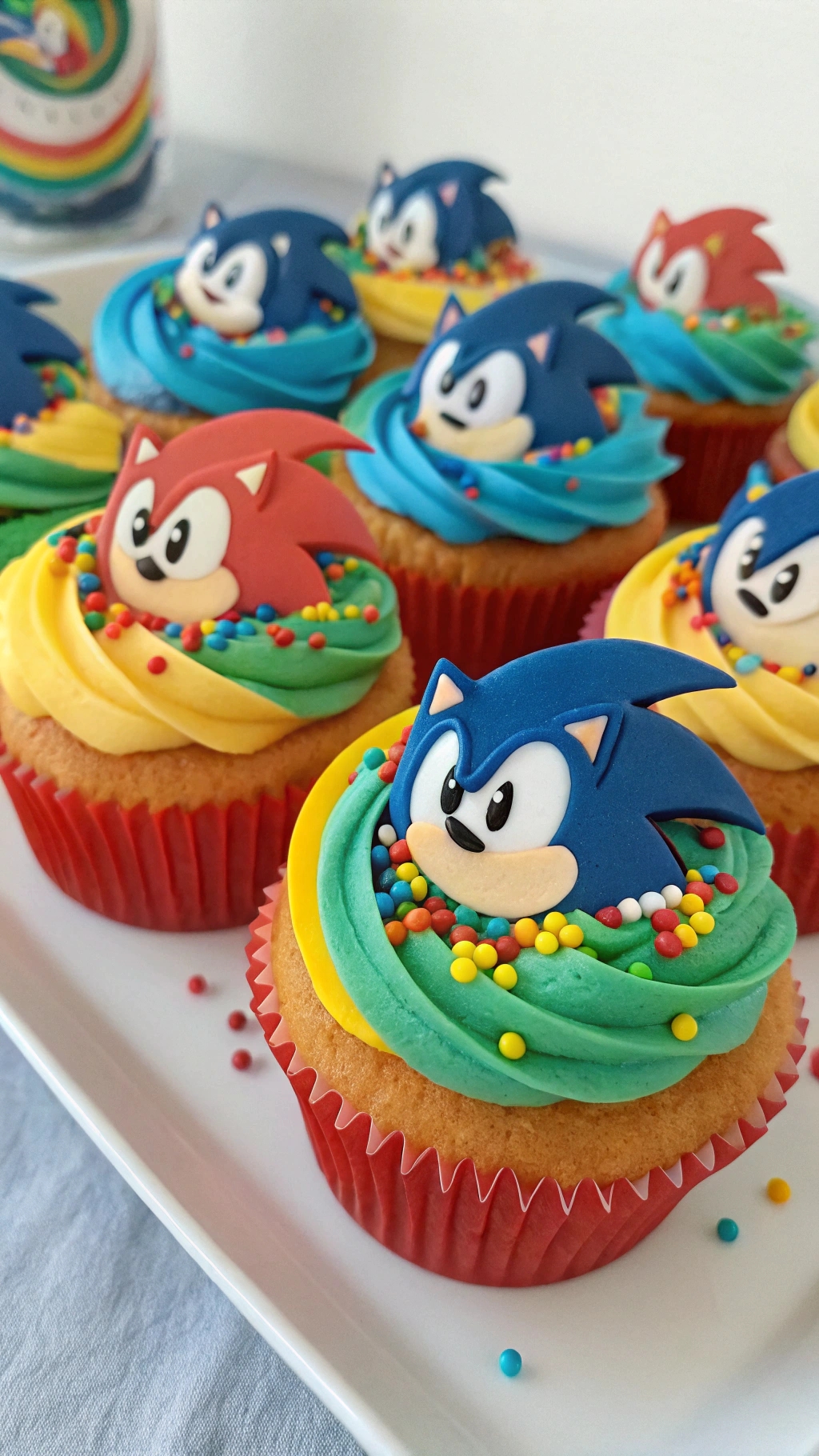 044 Colorful Sonic Theme Cupcakes for an Epic Kids Birthday Bash - Themed Ideas
