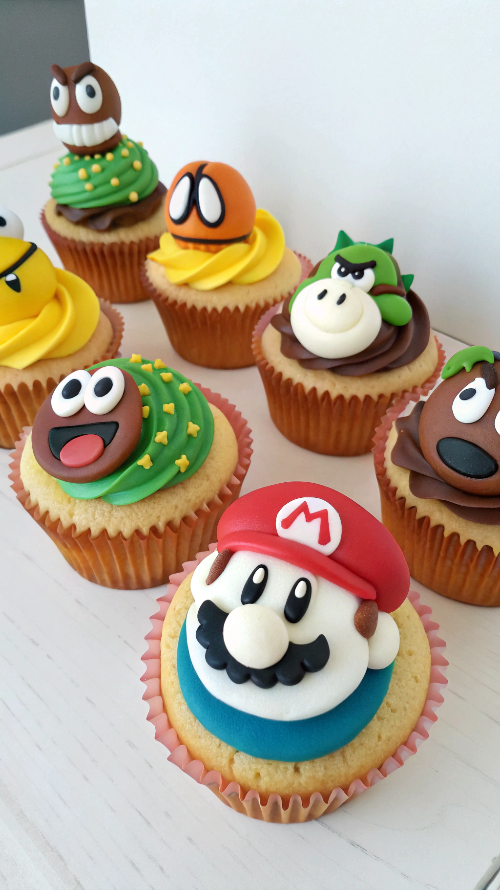 044 Fun Super Mario Cupcake Design Featuring Goombas Boos Koopas for Themed Party - Themed Ideas
